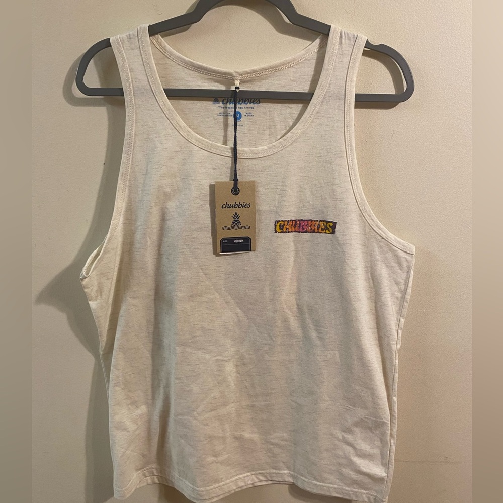 New NWT Chubbies Wind Slammer Oatmeal Heather Surfing Tank‎ Top Size Medium